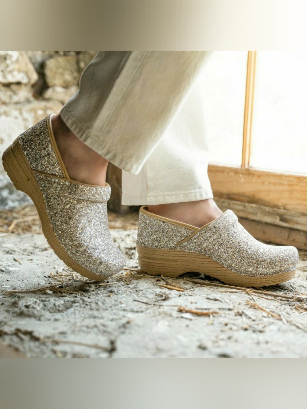 Champagne Dansko Pro Glitter Clogs Sparkling Festive🌟Playful Flirty Boho Chic🌙 - Picture 8 of 11